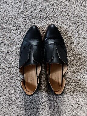 Nisolo Black Leather Slip On D'orsay Emma Oxford Brouge Shoes Size 7 Academia